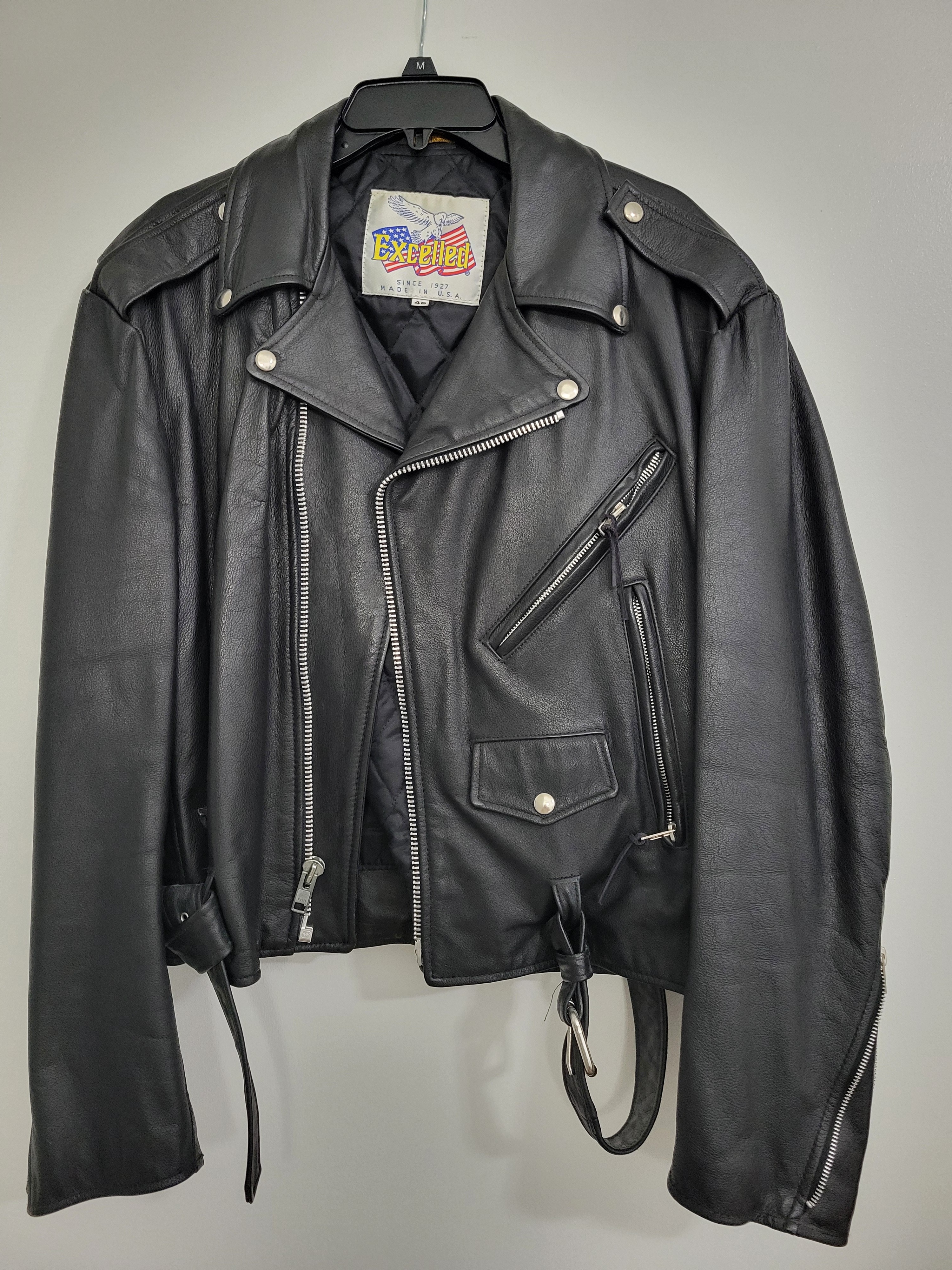 Black Leather Moto Bomber Jacket By Excelled